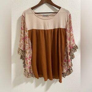 Giddy up Glamour Floral and Leopard Print Women's Top